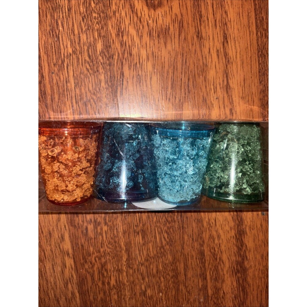 Plastic Shot Glasses, Colorful Freeze Gel Mini Cups Set 4-Pack Short Tumbler